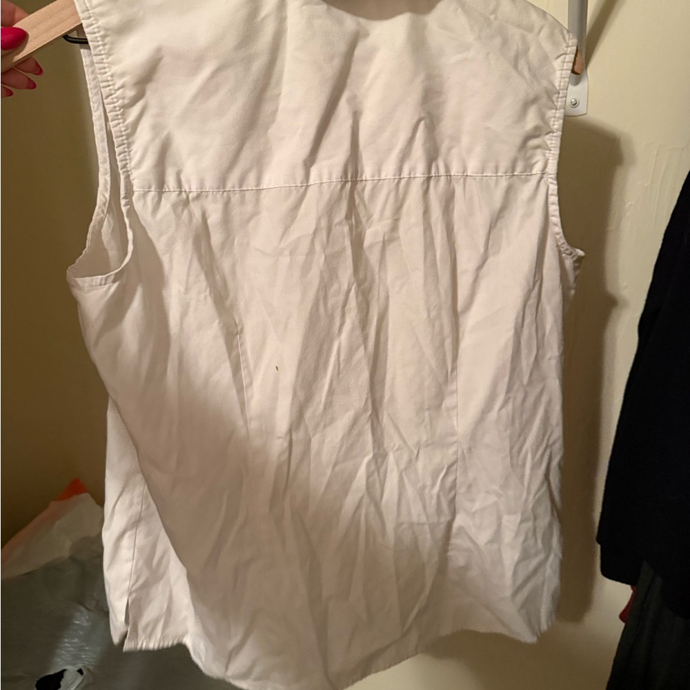 Basic Editions Sleeveless White Button Down Shirt - image 4